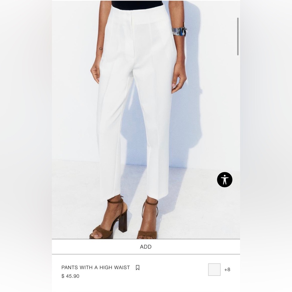 Zara High-waisted pants - white in XL
